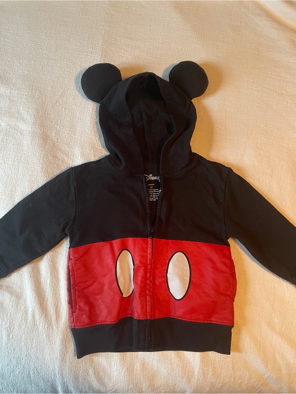 Disney Black and Red Mickey Mouse Ear Hoodie Jacket